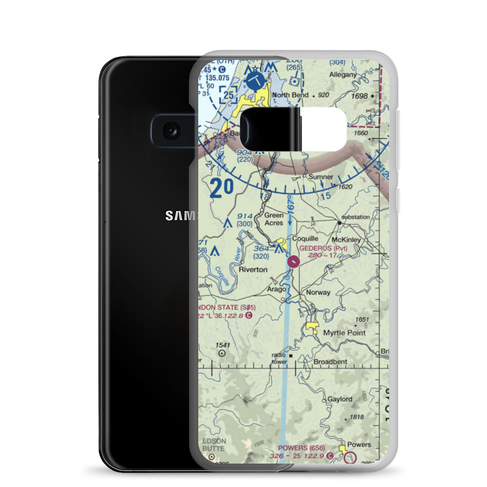 Gederos Airport (45OR) VFR Sectional Samsung Case Samsung Galaxy S10e model shown