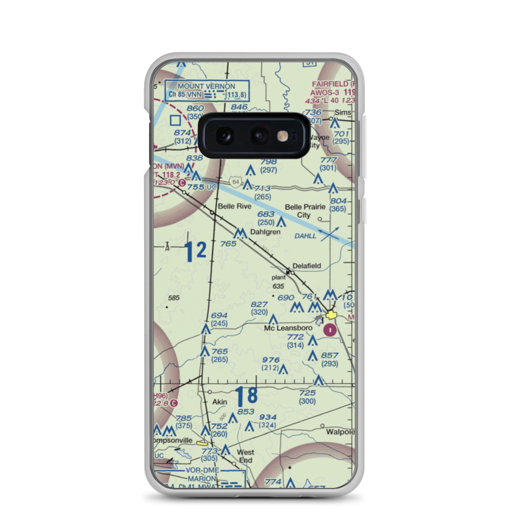 Gelfius International Airport (27IS) VFR Sectional Samsung Case Samsung Galaxy S10e model shown