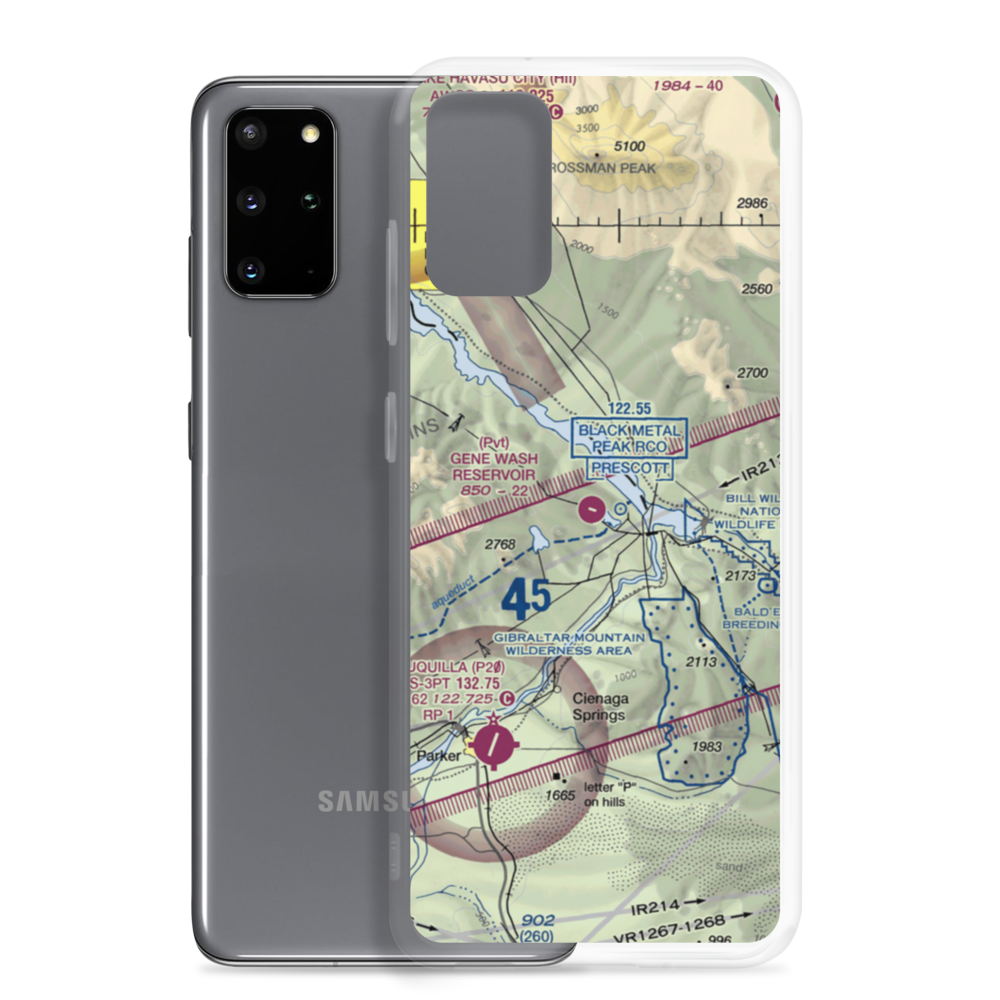 Gene Wash Reservoir Airport (5CL7) VFR Sectional Samsung Case Samsung Galaxy S20 Plus model shown