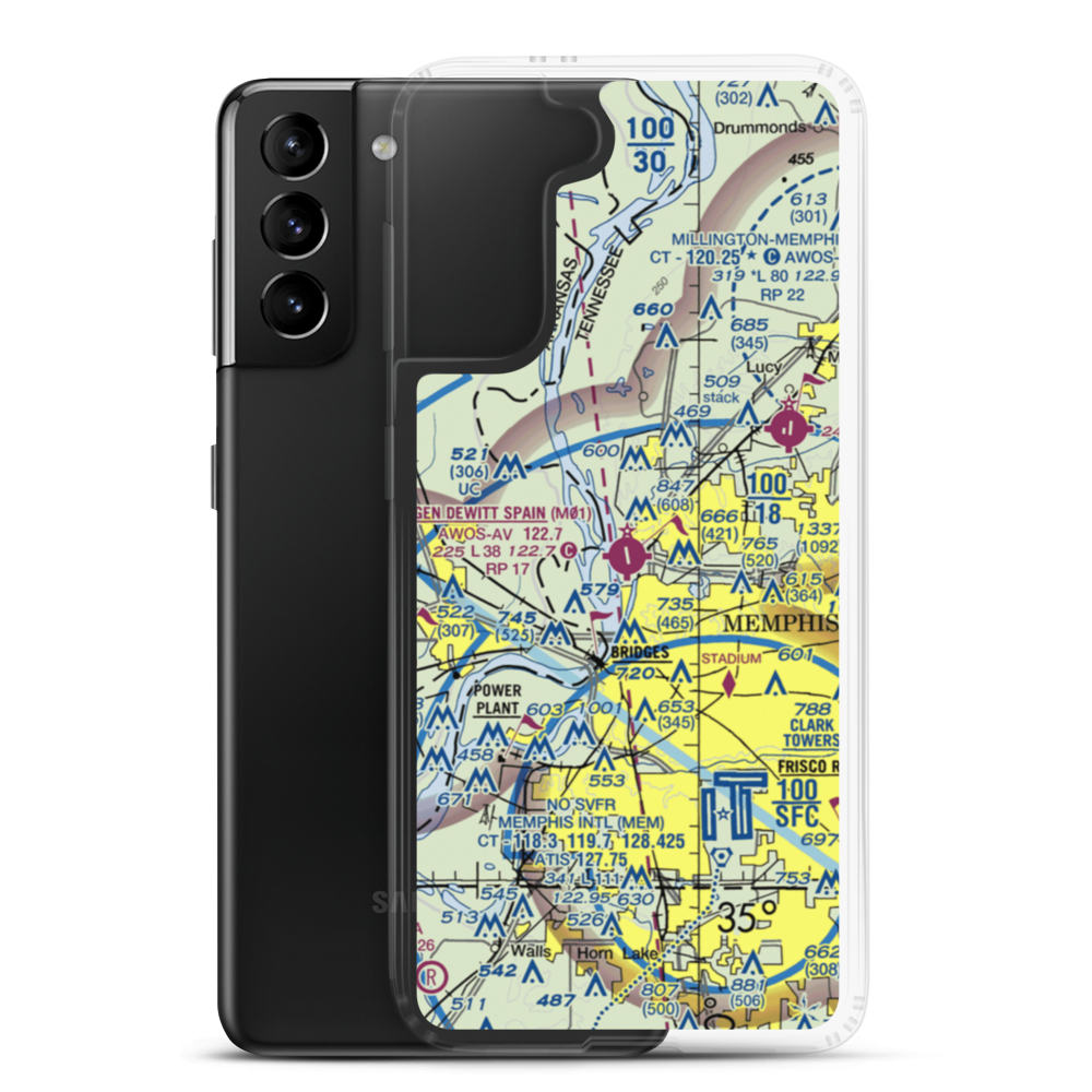 General Dewitt Spain Airport (M01) VFR Sectional Samsung Case Samsung Galaxy S21 Plus model shown