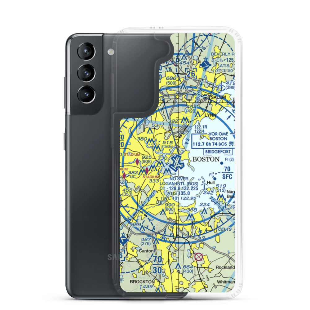 General Edward Lawrence Logan International Airport (BOS) VFR Sectional Samsung Case Samsung Galaxy S21 model shown