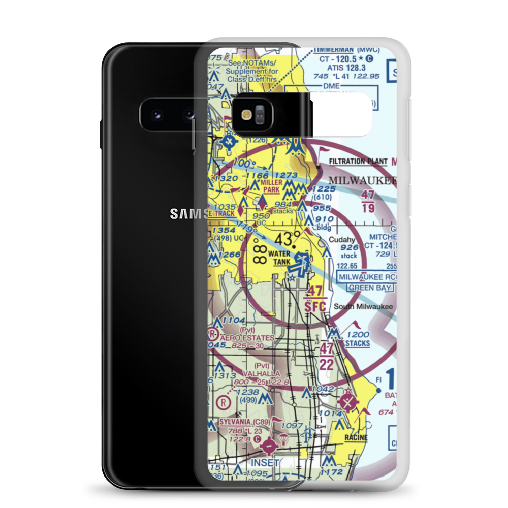 General Mitchell International Airport (MKE) VFR Sectional Samsung Case Samsung Galaxy S10 model shown