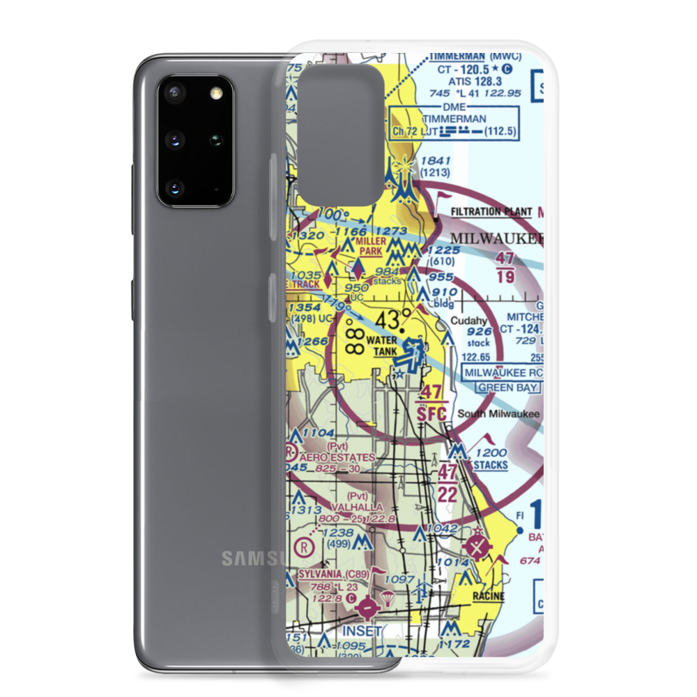 General Mitchell International Airport (MKE) VFR Sectional Samsung Case Samsung Galaxy S20 Plus model shown