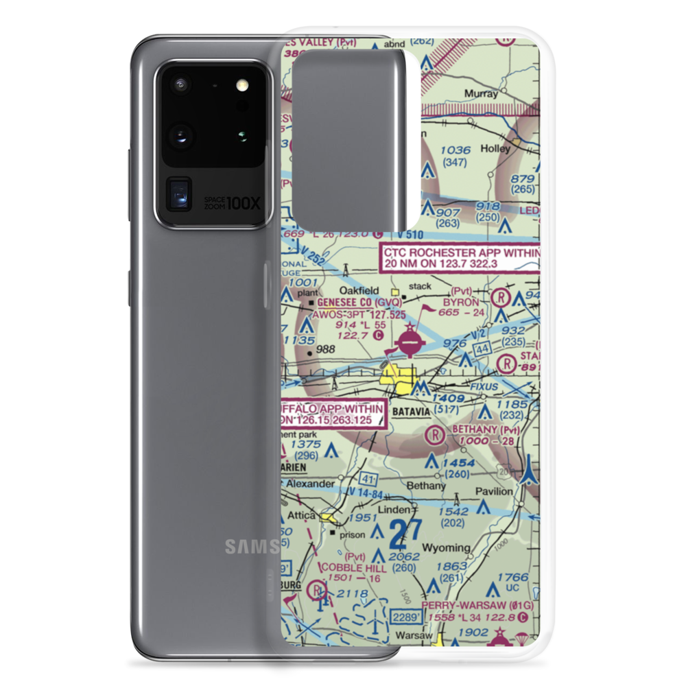Genesee County Airport (GVQ) VFR Sectional Samsung Case Samsung Galaxy S20 Ultra model shown
