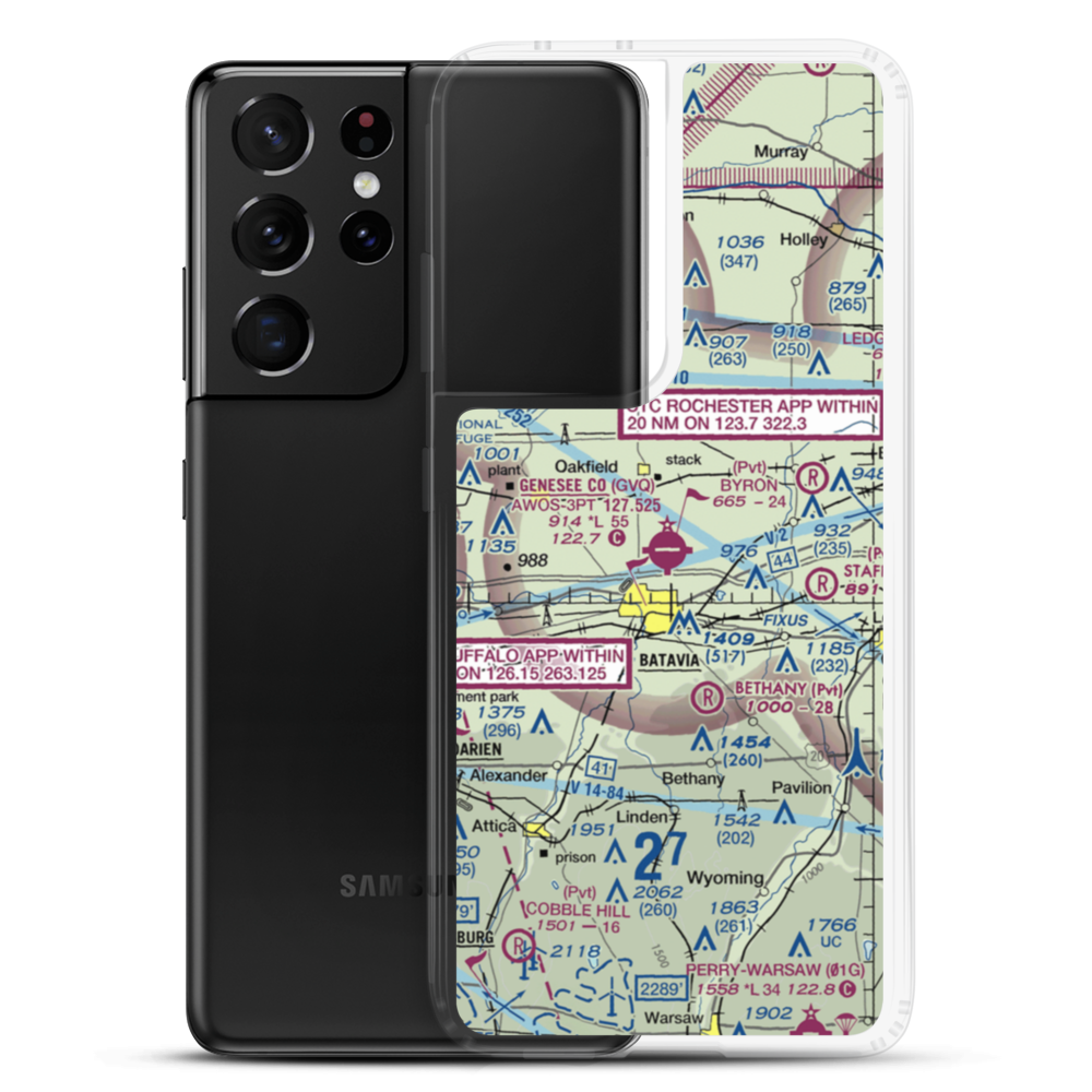 Genesee County Airport (GVQ) VFR Sectional Samsung Case Samsung Galaxy S21 Ultra model shown