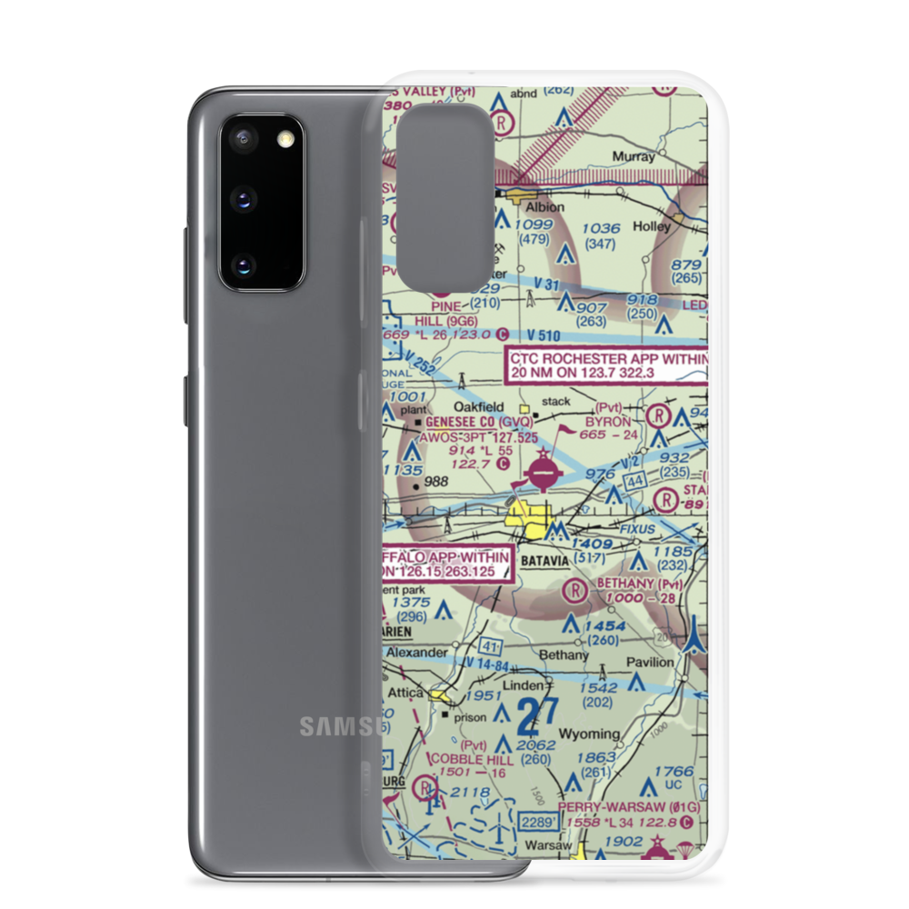 Genesee County Airport (GVQ) VFR Sectional Samsung Case Samsung Galaxy S20 model shown
