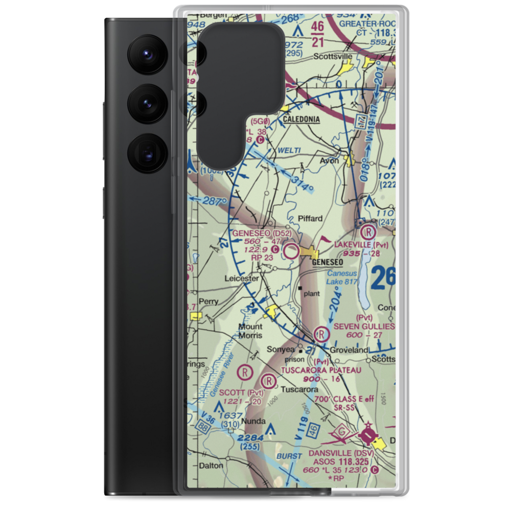 Geneseo Airport (D52) VFR Sectional Samsung Case Samsung Galaxy S22 Ultra model shown