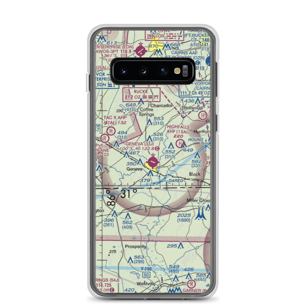 Geneva Municipal Airport (33J) VFR Sectional Samsung Case Samsung Galaxy S10 model shown