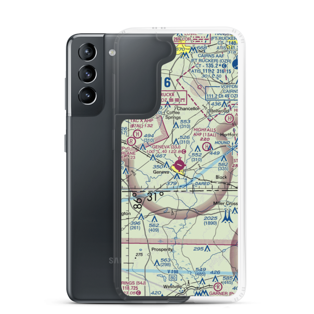Geneva Municipal Airport (33J) VFR Sectional Samsung Case Samsung Galaxy S21 model shown