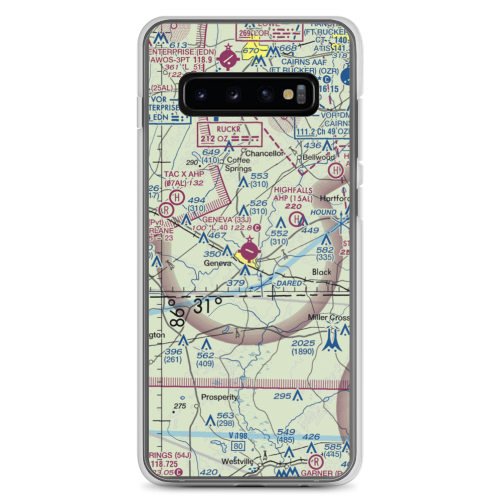 Geneva Municipal Airport (33J) VFR Sectional Samsung Case Samsung Galaxy S10+ model shown