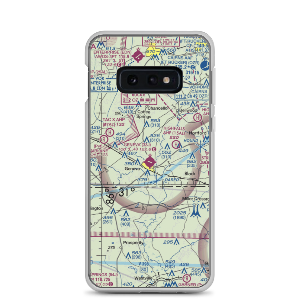 Geneva Municipal Airport (33J) VFR Sectional Samsung Case Samsung Galaxy S10e model shown