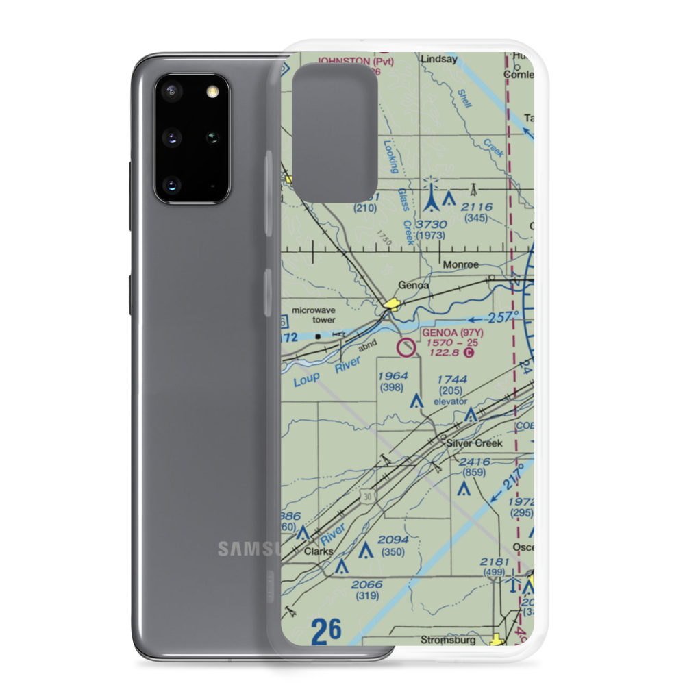 Genoa Municipal Airport (97Y) VFR Sectional Samsung Case Samsung Galaxy S20 Plus model shown