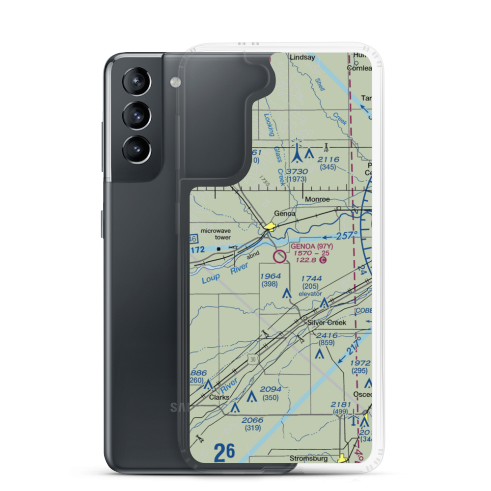 Genoa Municipal Airport (97Y) VFR Sectional Samsung Case Samsung Galaxy S21 model shown