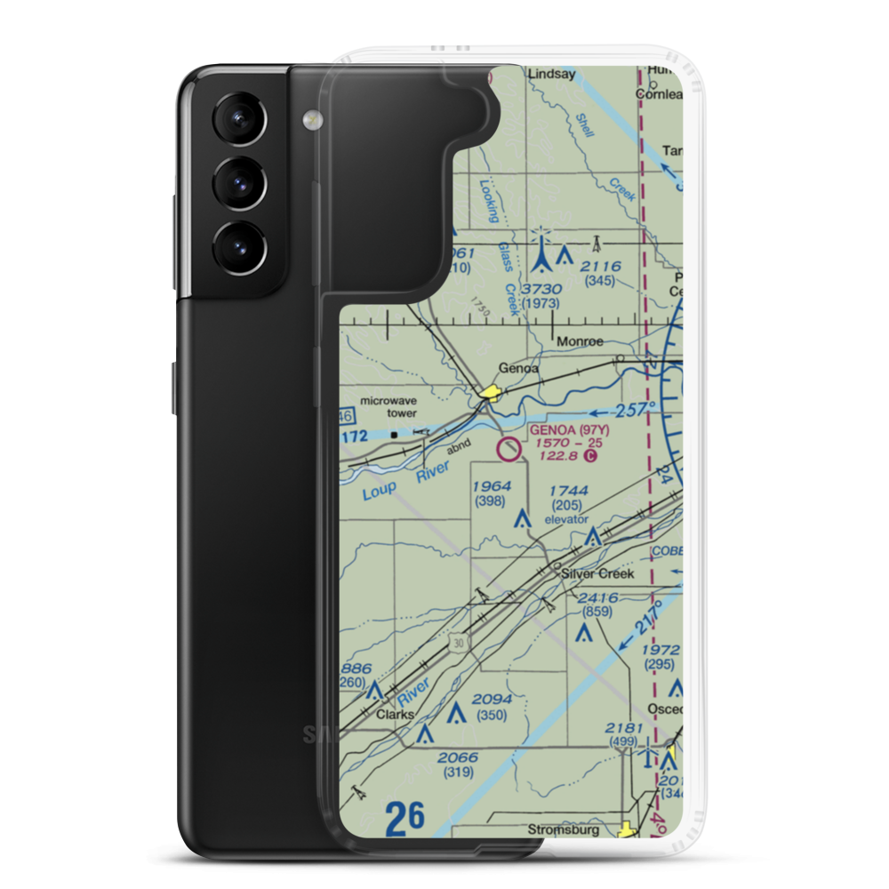 Genoa Municipal Airport (97Y) VFR Sectional Samsung Case Samsung Galaxy S21 Plus model shown