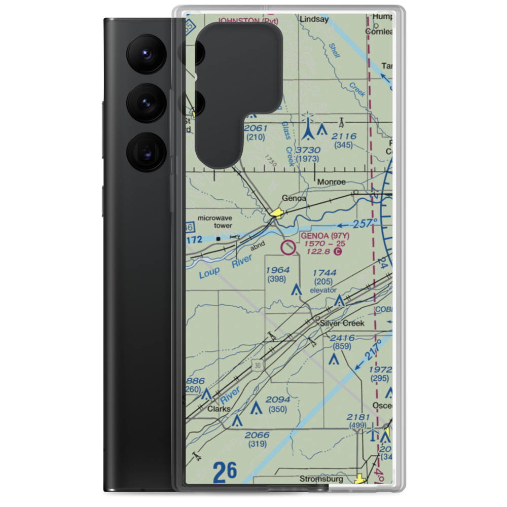 Genoa Municipal Airport (97Y) VFR Sectional Samsung Case Samsung Galaxy S22 Ultra model shown