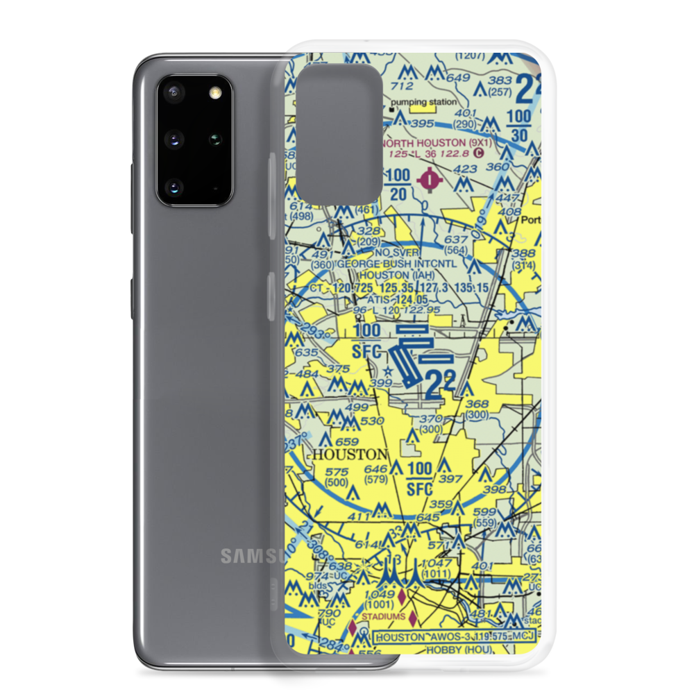 George Bush Intercontinental Houston Airport (IAH) VFR Sectional Samsung Case Samsung Galaxy S20 Plus model shown