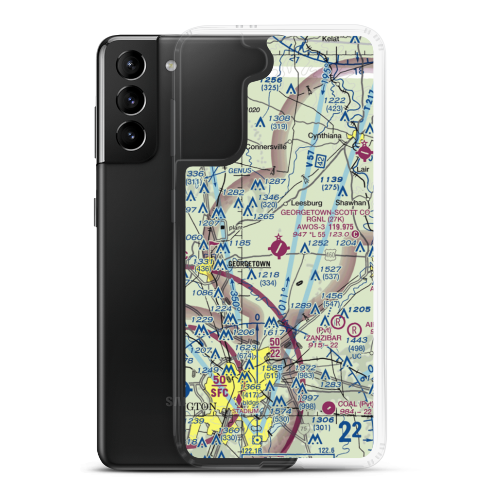 Georgetown-Scott County Regional Airport (27K) VFR Sectional Samsung Case Samsung Galaxy S21 Plus model shown