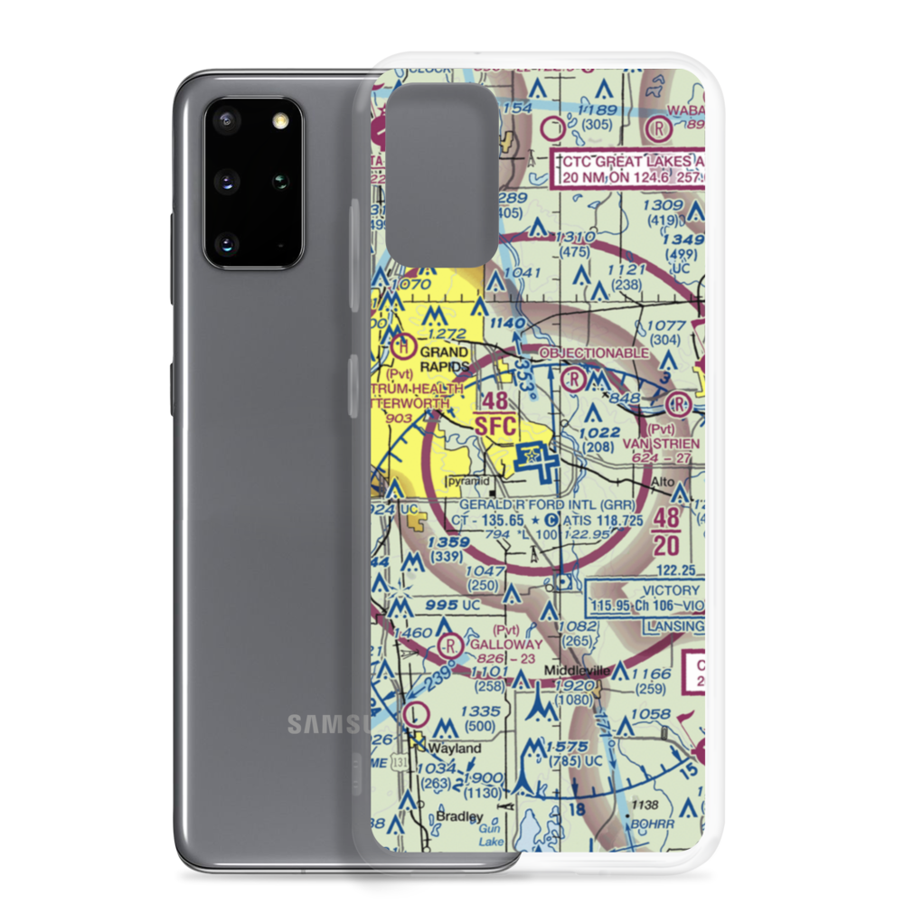 Gerald R. Ford International Airport (GRR) VFR Sectional Samsung Case Samsung Galaxy S20 Plus model shown