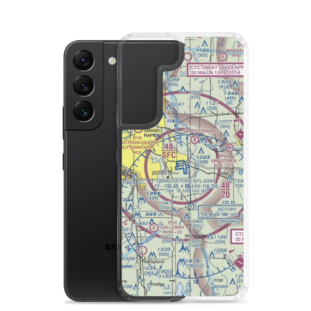 Gerald R. Ford International Airport (GRR) VFR Sectional Samsung Case Samsung Galaxy S22 model shown