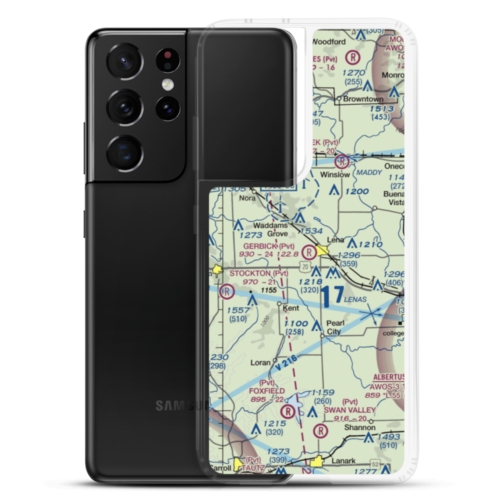 Gerbick Airport (96IL) VFR Sectional Samsung Case Samsung Galaxy S21 Ultra model shown