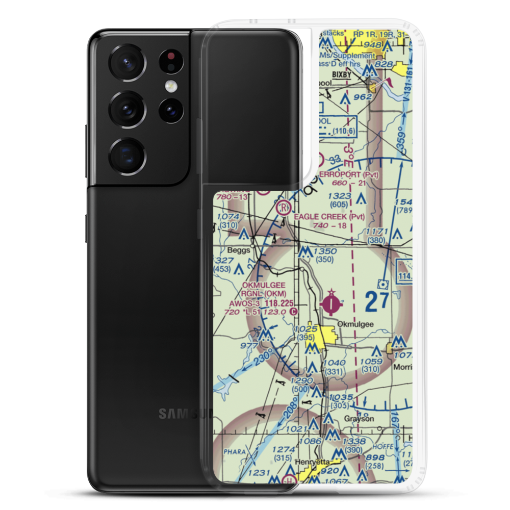 Gerhart Airport (19OK) VFR Sectional Samsung Case Samsung Galaxy S21 Ultra model shown