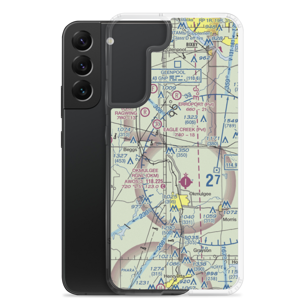 Gerhart Airport (19OK) VFR Sectional Samsung Case Samsung Galaxy S22 Plus model shown