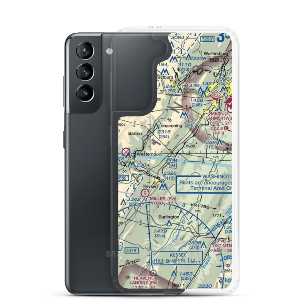 Gerstell Farms Airport (WV15) VFR Sectional Samsung Case Samsung Galaxy S21 model shown