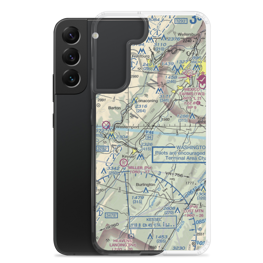 Gerstell Farms Airport (WV15) VFR Sectional Samsung Case Samsung Galaxy S22 Plus model shown