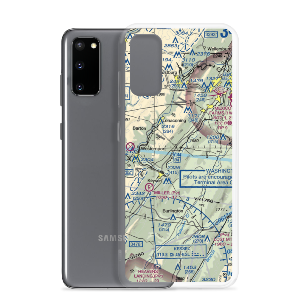 Gerstell Farms Airport (WV15) VFR Sectional Samsung Case Samsung Galaxy S20 model shown