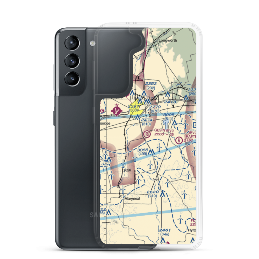 Gesin Ranches Airport (86XS) VFR Sectional Samsung Case Samsung Galaxy S21 model shown