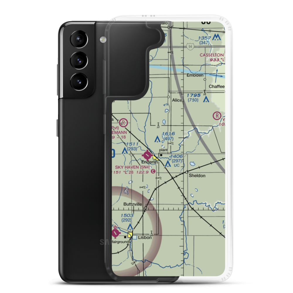 Geske Airfield (ND47) VFR Sectional Samsung Case Samsung Galaxy S21 Plus model shown