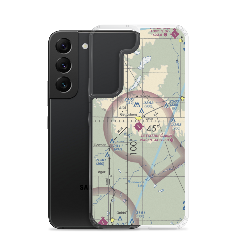 Gettysburg Municipal Airport (0D8) VFR Sectional Samsung Case Samsung Galaxy S22 model shown