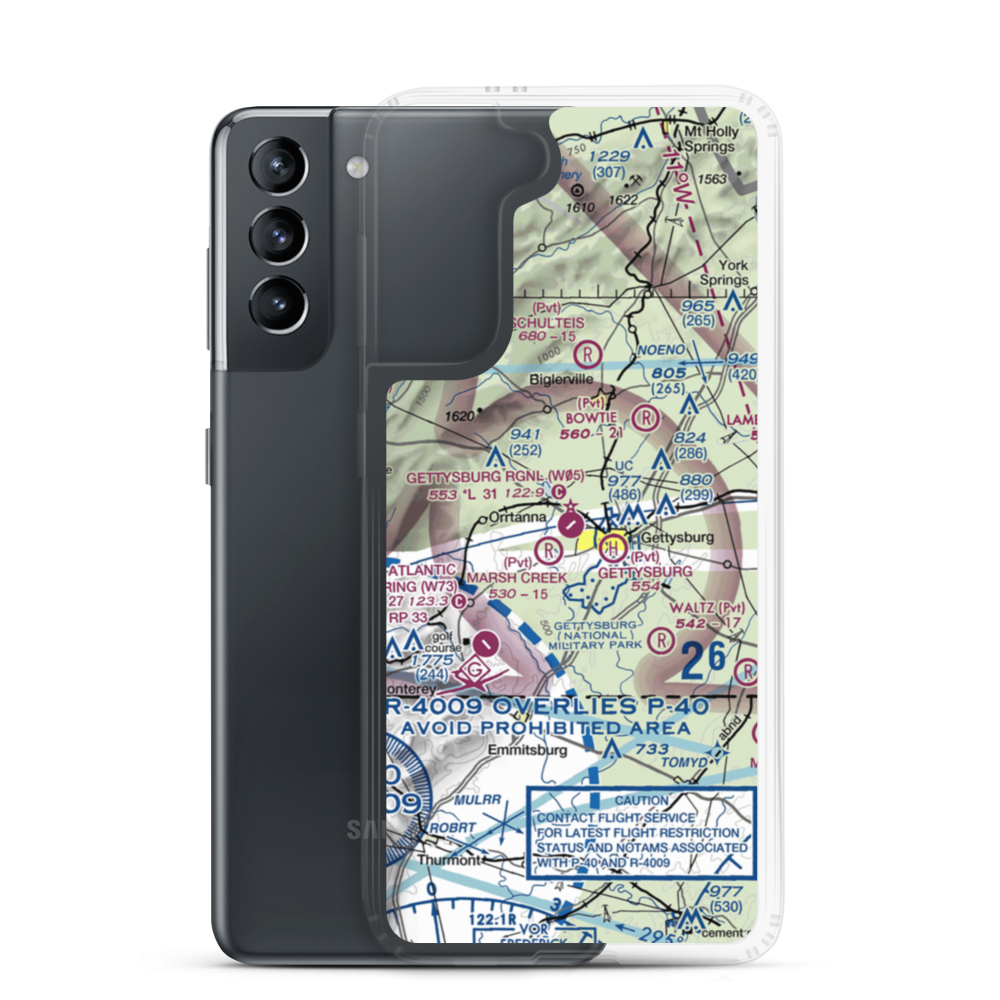 Gettysburg Regional Airport (W05) VFR Sectional Samsung Case Samsung Galaxy S21 model shown