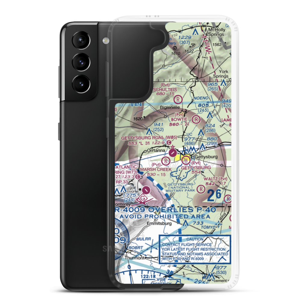 Gettysburg Regional Airport (W05) VFR Sectional Samsung Case Samsung Galaxy S21 Plus model shown