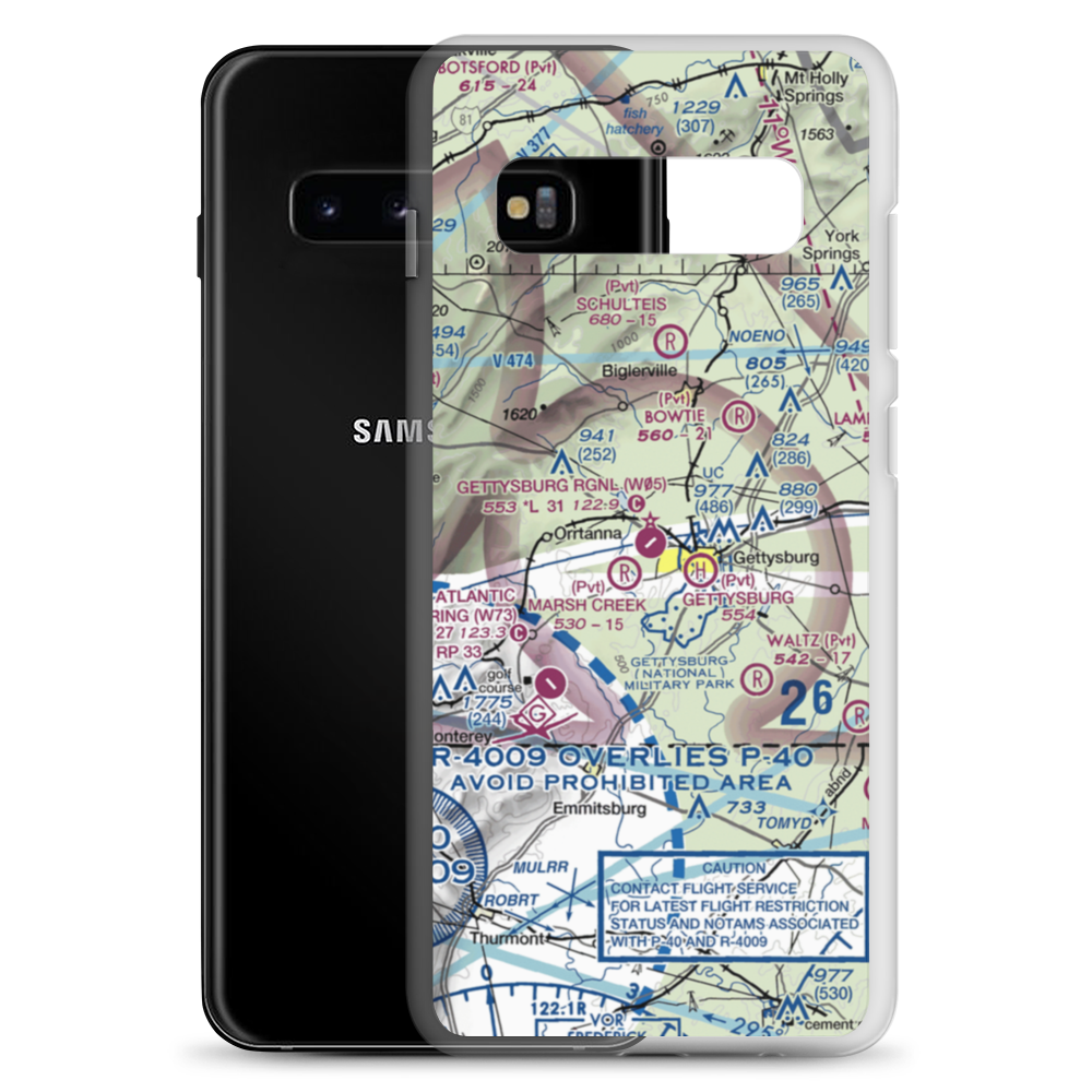 Gettysburg Regional Airport (W05) VFR Sectional Samsung Case Samsung Galaxy S10+ model shown