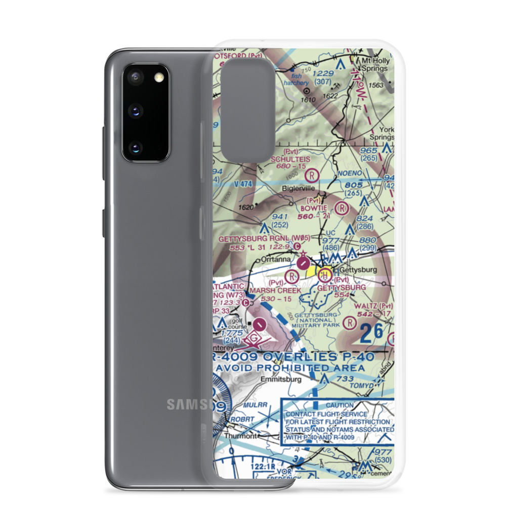 Gettysburg Regional Airport (W05) VFR Sectional Samsung Case Samsung Galaxy S20 model shown