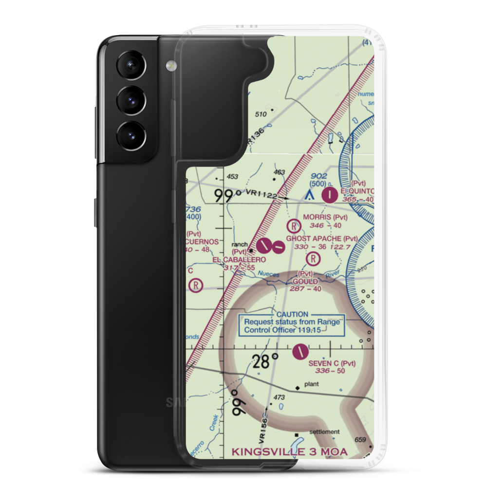 Ghost Apache Airport (45XS) VFR Sectional Samsung Case Samsung Galaxy S21 Plus model shown