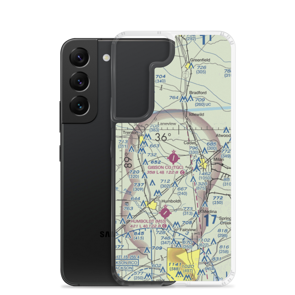 Gibson County Airport (TGC) VFR Sectional Samsung Case Samsung Galaxy S22 model shown