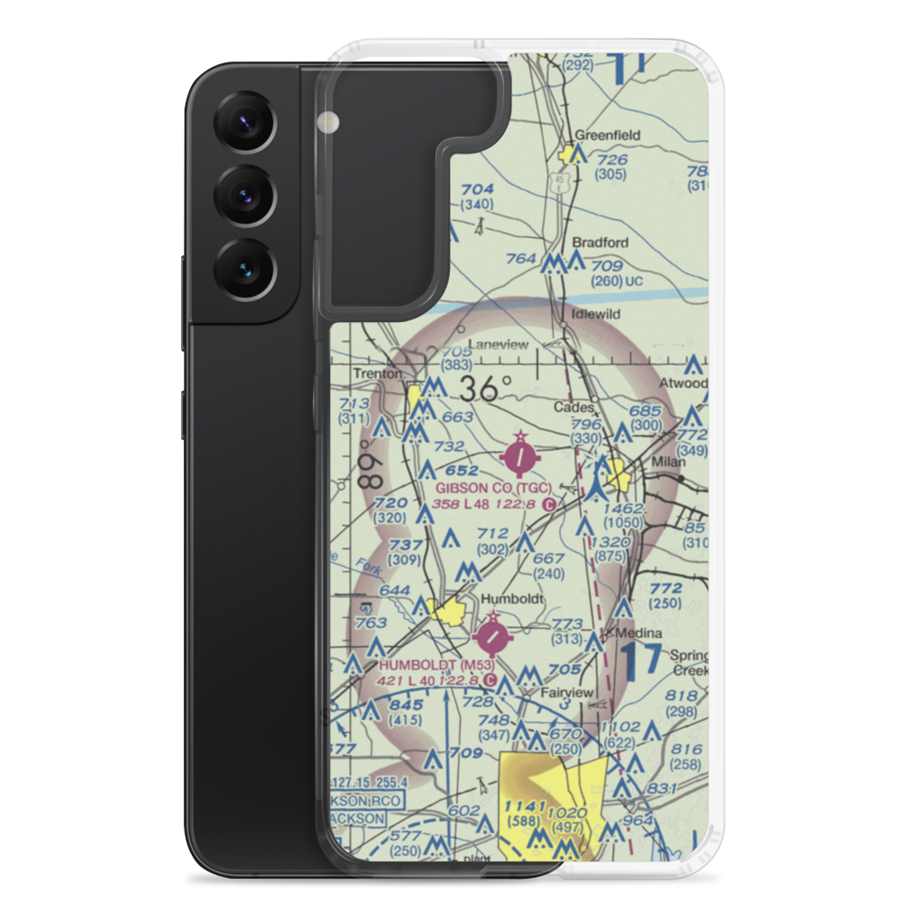 Gibson County Airport (TGC) VFR Sectional Samsung Case Samsung Galaxy S22 Plus model shown