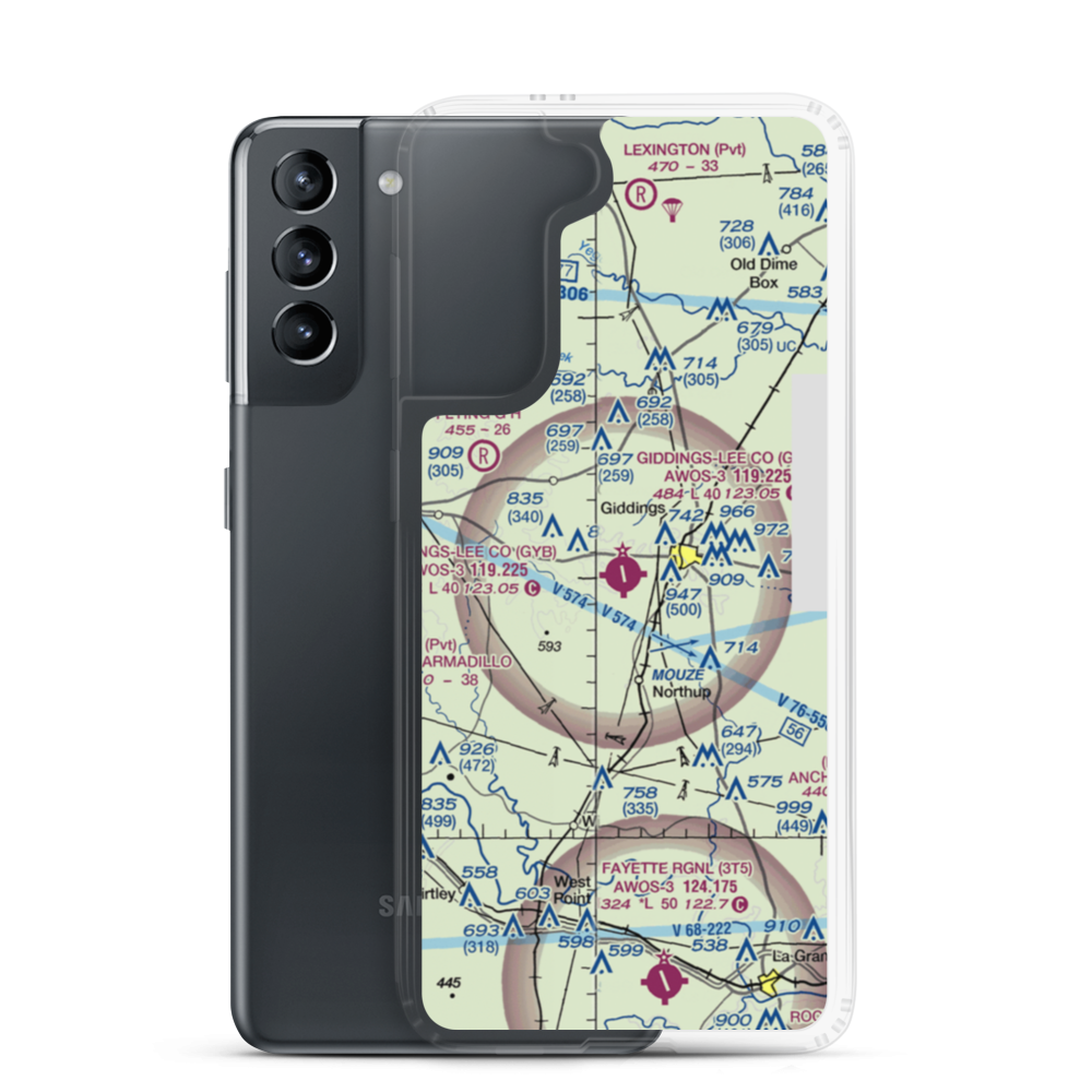 Giddings-Lee County Airport (GYB) VFR Sectional Samsung Case Samsung Galaxy S21 model shown