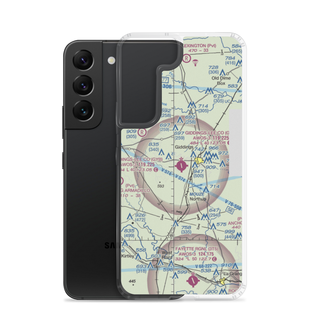 Giddings-Lee County Airport (GYB) VFR Sectional Samsung Case Samsung Galaxy S22 model shown