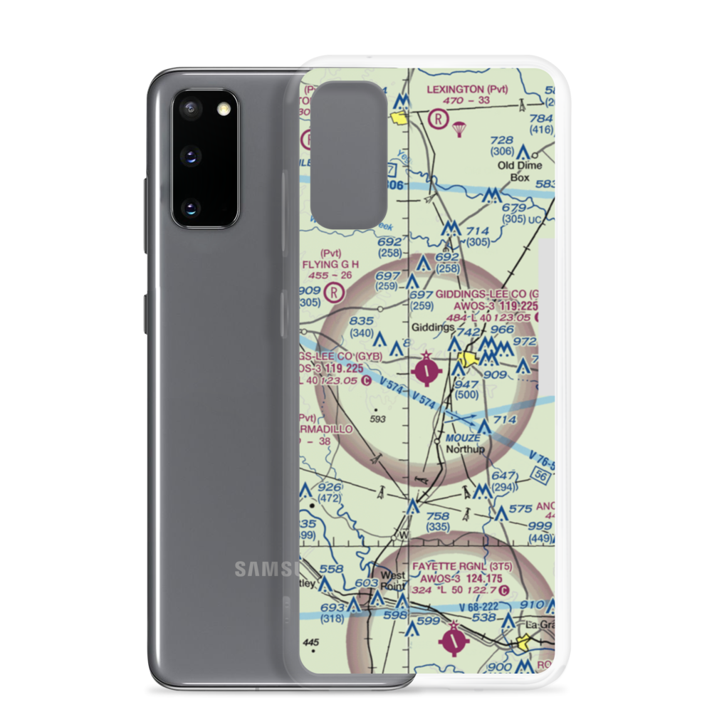 Giddings-Lee County Airport (GYB) VFR Sectional Samsung Case Samsung Galaxy S20 model shown