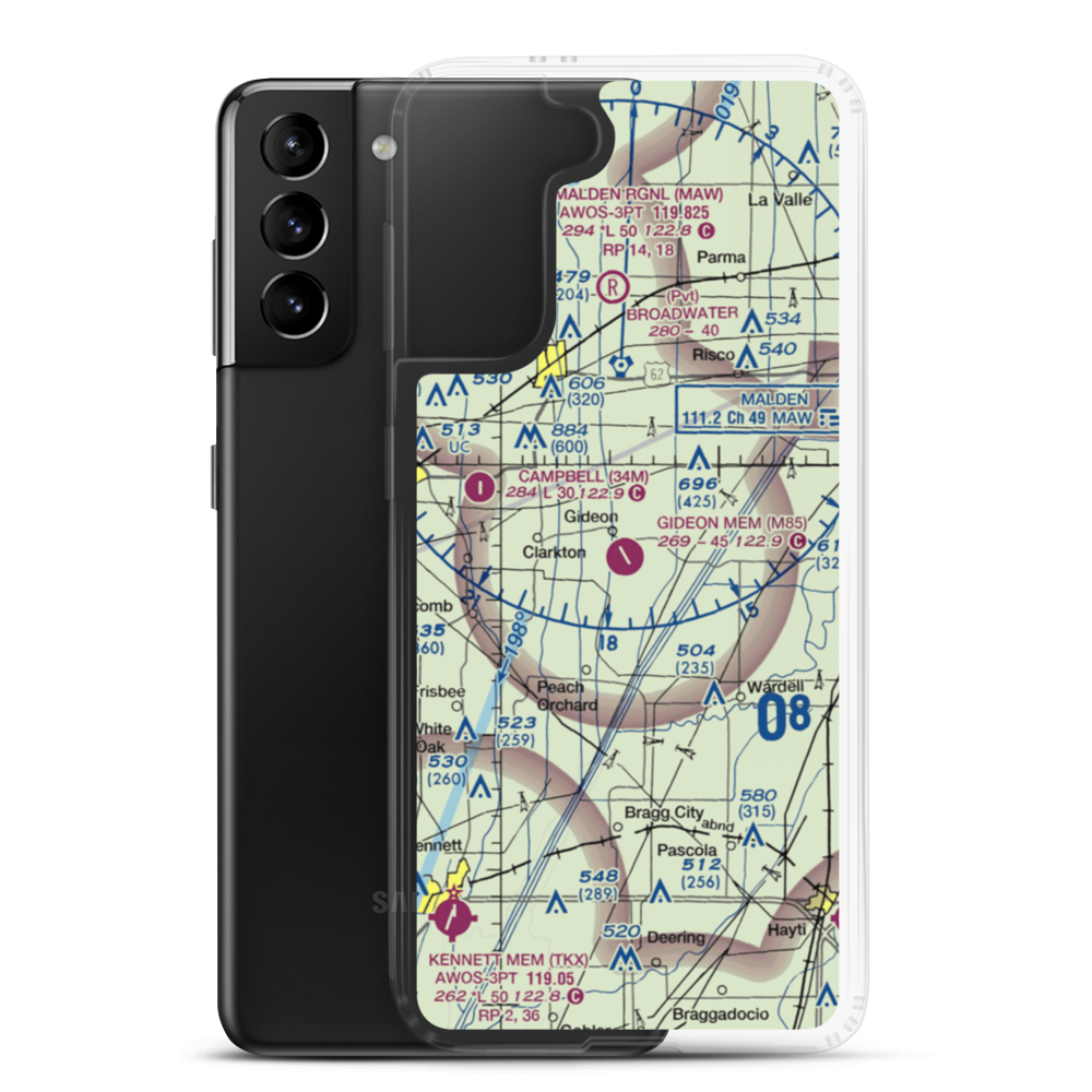 Gideon Memorial Airport (M85) VFR Sectional Samsung Case Samsung Galaxy S21 Plus model shown