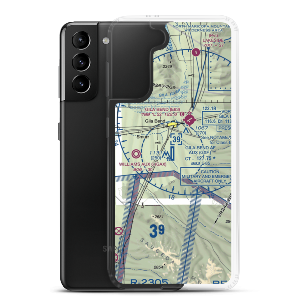Gila Bend Af Aux Airport (GXF) VFR Sectional Samsung Case Samsung Galaxy S21 Plus model shown