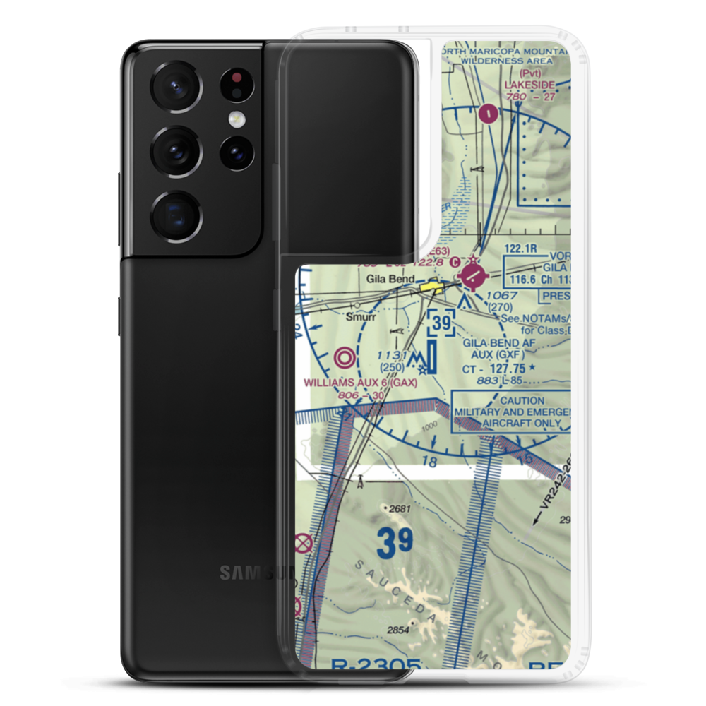 Gila Bend Af Aux Airport (GXF) VFR Sectional Samsung Case Samsung Galaxy S21 Ultra model shown