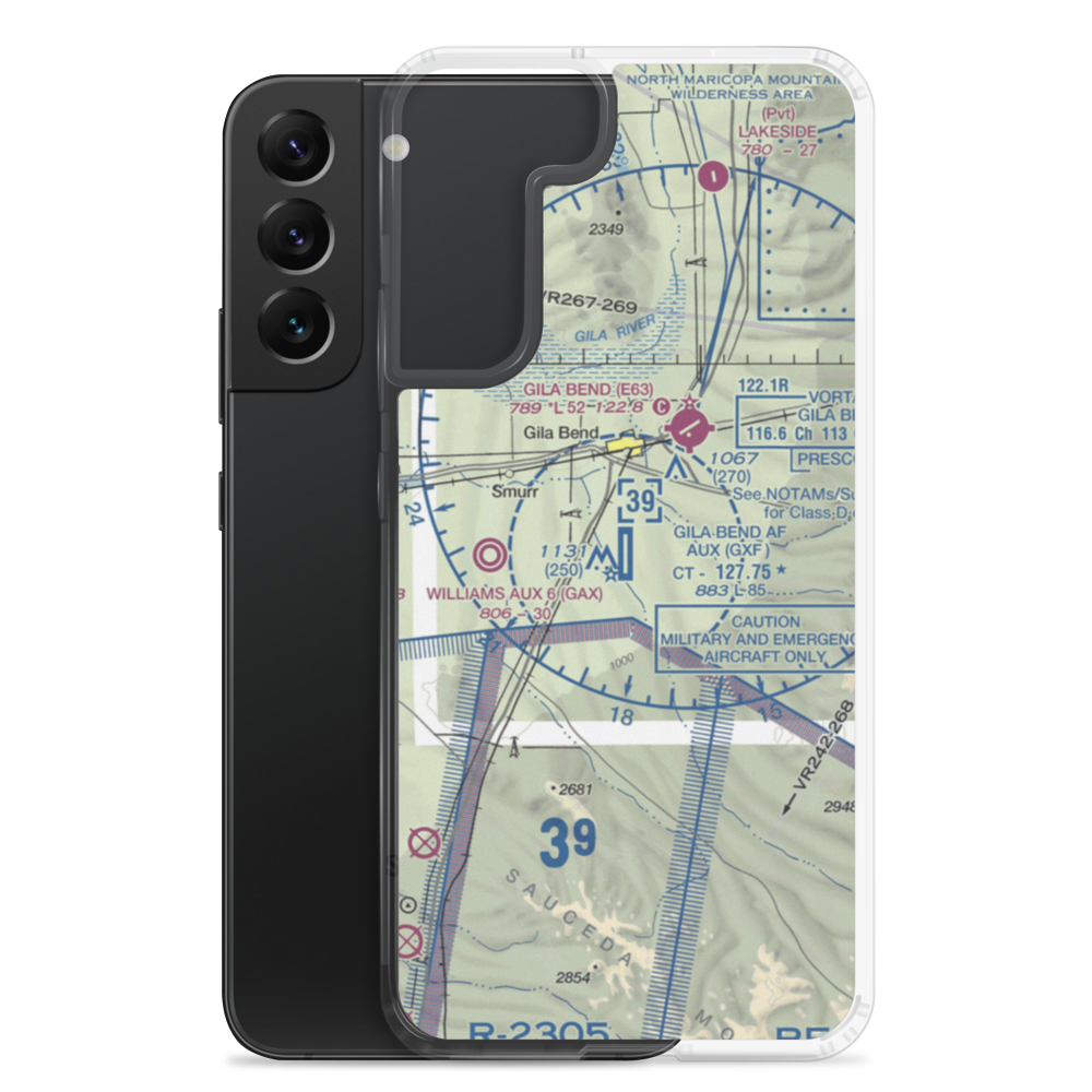 Gila Bend Af Aux Airport (GXF) VFR Sectional Samsung Case Samsung Galaxy S22 Plus model shown