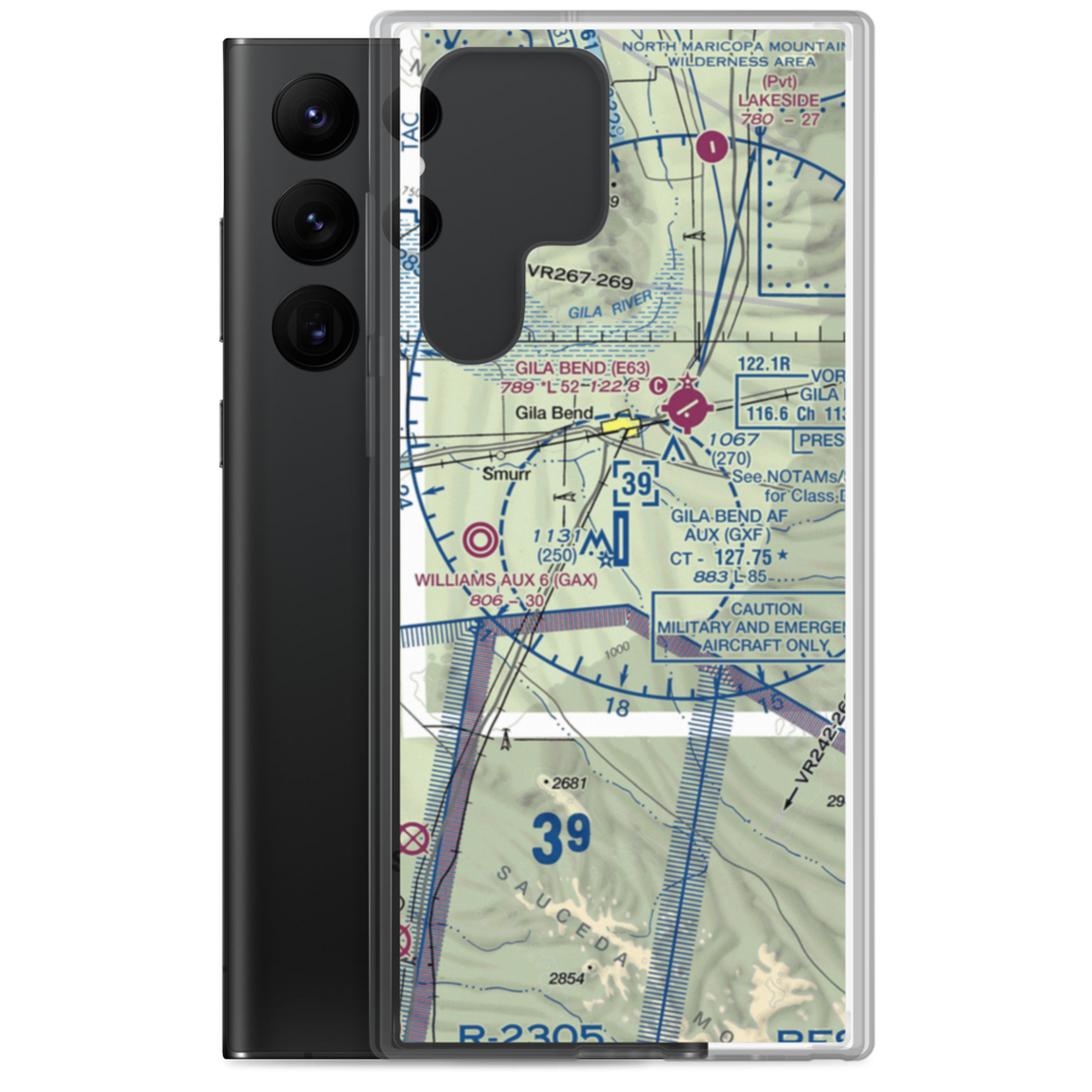 Gila Bend Af Aux Airport (GXF) VFR Sectional Samsung Case Samsung Galaxy S22 Ultra model shown