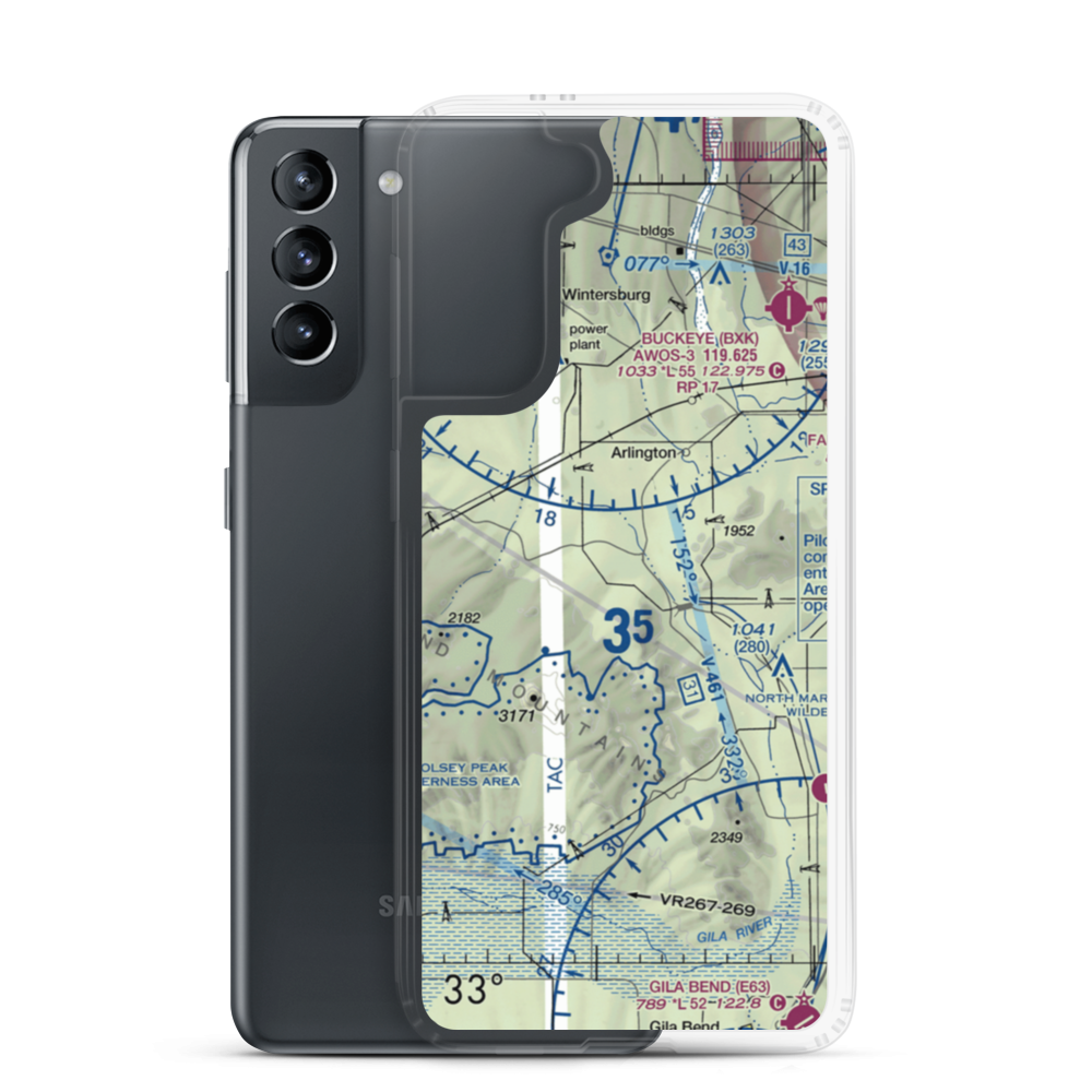 Gila Compressor Station Airport (30AZ) VFR Sectional Samsung Case Samsung Galaxy S21 model shown