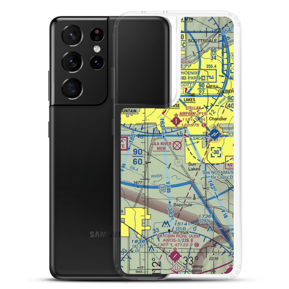 Gila River Memorial Airport (34AZ) VFR Sectional Samsung Case Samsung Galaxy S21 Ultra model shown