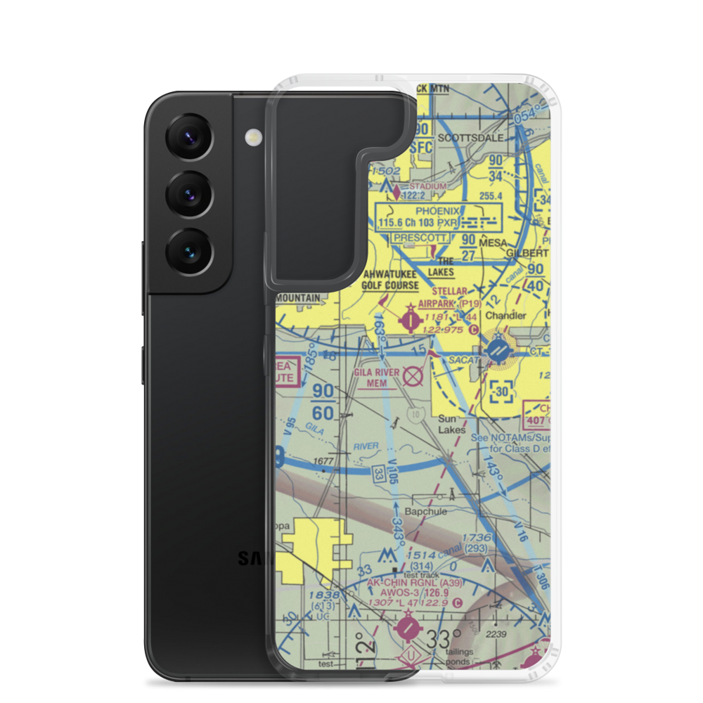 Gila River Memorial Airport (34AZ) VFR Sectional Samsung Case Samsung Galaxy S22 model shown